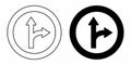 Bifurcation traffic sign icons