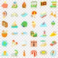 Big adventure icons set, cartoon style Royalty Free Stock Photo