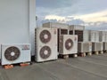 Big air-conditioners on building rooftop Royalty Free Stock Photo