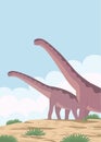 Big alamosaurus with a long neck of the Jurassic period