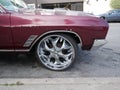 Big alloy wheels in old muscle wrack car