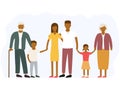 Big american happy family portrait. Three african generations Royalty Free Stock Photo
