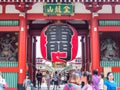 Big ancient lantern, the landmark of Asakusa temple, Tokyo, Japan