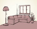 Corner sofa. Vector drawing Royalty Free Stock Photo