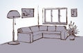 Corner sofa. Vector drawing Royalty Free Stock Photo