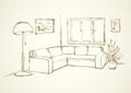 Corner sofa. Vector drawing Royalty Free Stock Photo