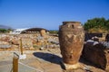 Big antique pithos in the Minoan palace in Malia, Crete