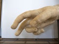 Big arm and hand old roman marble statue Royalty Free Stock Photo