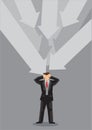 Big Arrows Pointing at Stressed Up Businessman Cartoon Vector Illustration Royalty Free Stock Photo