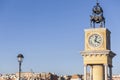 Big artistic clock exterior in port of Tarragona,Spain.