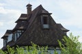 Big attic of an old abandoned private house with an empty windows Royalty Free Stock Photo