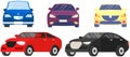 Big automobile set, car sedan. Urban transport. Colorful passenger cars, wheeled vehicle side view Royalty Free Stock Photo