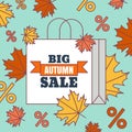 Big autumn sale flat background.