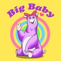 Big Baby hippopotamus cartoon illustration quote tee graphic slogan style sign wall art set home textile print sticker design Royalty Free Stock Photo