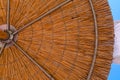 Big background of wooden straw umbrella on the beach Royalty Free Stock Photo