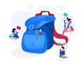 Big backpack and school chidlren around. Idea of education Royalty Free Stock Photo