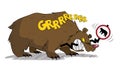 Big bad grizlly bear eating a sign