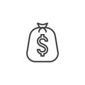 Big bag coins line icon