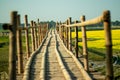 Big bamboo bridge that made in solid rip Royalty Free Stock Photo