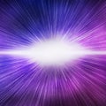 Big bang effect on bright purple blue galaxy sky, square background