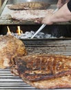 Big barbecue with meal on grill Royalty Free Stock Photo