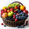 Abundant fruit basket on white. Royalty Free Stock Photo