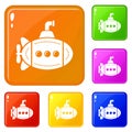 Big bathyscaphe icons set vector color