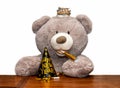 Big bear with new years party favors Royalty Free Stock Photo