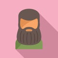 Big beard man icon flat vector. Aged adult portrait