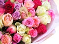 Big beautiful bouquet of multicoloured roses