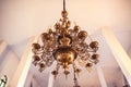 Big beautiful bronze chandelier in an orthodox church Royalty Free Stock Photo