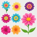 Big of beautiful colorful flowers. Vector illustration. Flower vector set. Flower Clipart Set Realistic Floral for Simple and Royalty Free Stock Photo