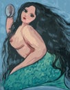 Big beautiful mermaid and mirror