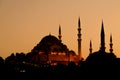 Big muslim mosque with high minarets in the city of Istanbul, Turkey Royalty Free Stock Photo