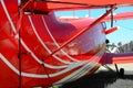 Big beautiful red airplane on the ground Royalty Free Stock Photo