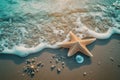Big beautiful starfish on the seashore. Generative AI