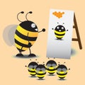 Big Bee Taught The Little Bee To Act Like Picture. Vector Illustration Royalty Free Stock Photo