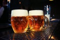 Big Beer glass on bar table. Closeup Royalty Free Stock Photo