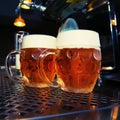 Big Beer glass on bar table. Closeup Royalty Free Stock Photo