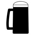 Big beer mug with handle and foam. Vector silhouette and illustration. Simple minimal design. Royalty Free Stock Photo