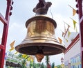 Big bell hanging in tha tample. Royalty Free Stock Photo