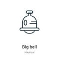 Big bell outline vector icon. Thin line black big bell icon, flat vector simple element illustration from editable nautical Royalty Free Stock Photo