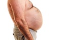 Big belly of a fat man Royalty Free Stock Photo