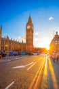 Big Ben against colorful sunset in London, UK