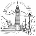 Big Ben hand-drawn comic illustration. Big Ben. Vector doodle style cartoon illustration Royalty Free Stock Photo