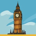 Big Ben hand-drawn comic illustration. Big Ben. Vector doodle style cartoon illustration Royalty Free Stock Photo