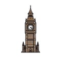 Big Ben hand-drawn comic illustration. Big Ben. Vector doodle style cartoon illustration Royalty Free Stock Photo