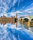 Big Ben with bridge in London, England Royalty Free Stock Photo