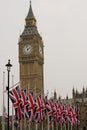 Big Ben and British flags Royalty Free Stock Photo