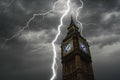 Big Ben Clock in London in a lightning storm Royalty Free Stock Photo